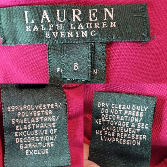 Vintage Ralph Lauren Gown 6 Pink Rhinestone One Shoulder Side Ruched Slit Sexy - Picture 3 of 16